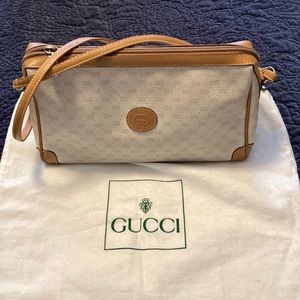 Gucci GG vintage monogram crossbody coated canvas leather trim RARE AUTHENTIC